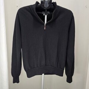 Peter Millar 100% Merino Wool Quarter Zip Pullover Sweater Men M‎ Black Short